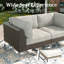  7-Piece Outdoor Modular Wicker Sectional Sofa with Fire Pit Table, Patio Furniture Conversation Set with Deep Seating and Thick Cushions-1071371326