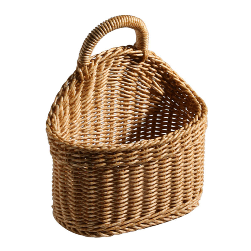 1PC Home Decor Hanging Woven Storage Basket Hand-woven Wall Basket Fruit Sundries Organizer for Plants Key Sunglasses Wallet