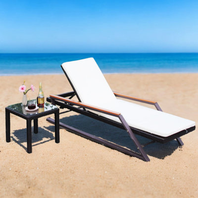 Larralde Outdoor Metal Chaise Lounge Set with Table , Cushion Included