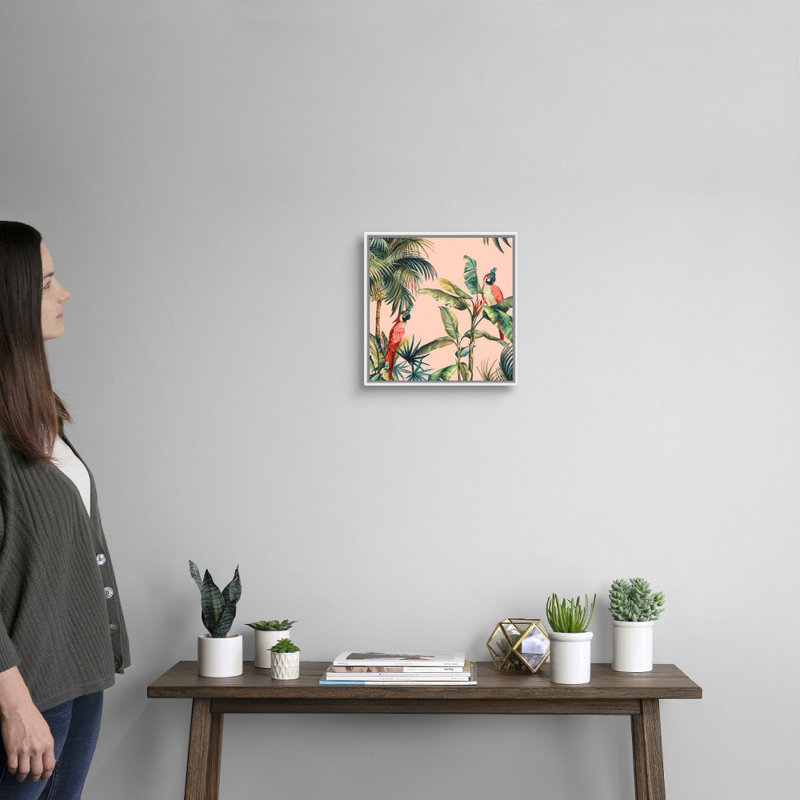 «Tropicano II» par Eva Watts, reproduction d'art sur toile, H 14 po x l 14 po x P 1,75 po, Cadre blanc