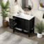 Meuble-lavabo de salle de bain avec lavabo en céramique - meuble-lavabo en bois aggloméré avec tiroirs fonctionnels, armoire fermée, tablette ouverte, finition peinte-1331592266