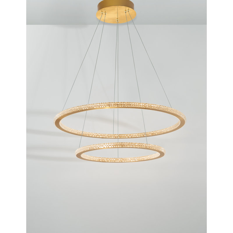 2 - Light Gold LED Crystal Pendant