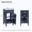 Meuble-lavabo sur pied avec lavabo en céramique, porte à fermeture amortie et pieds en bois massif, style français, bleu-901538481-901538482