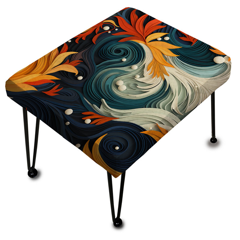 Harmonie sarcelle et jaune dans un feuillage chaos - Repose-pieds rectangulaire abstrait