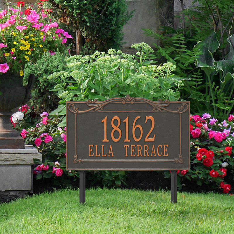 Signature Series 2-Line Lawn Address Sign, Forged Copper, Copper, Yes