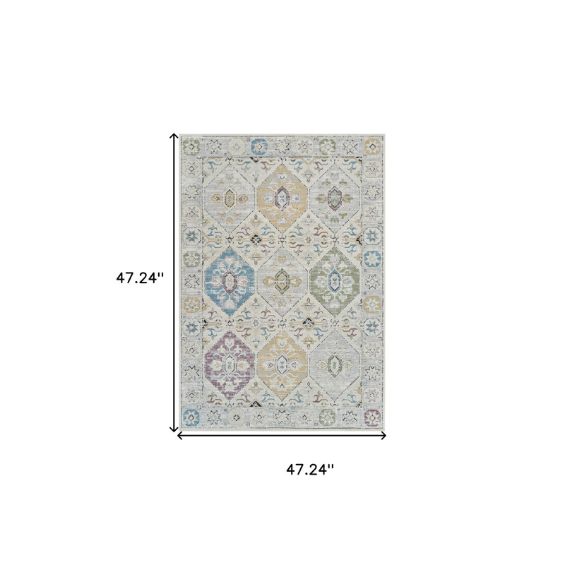 4' X 6' Beige and Gray Abstract Distressed Area Rug