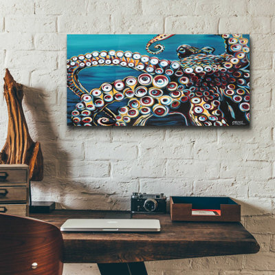 «Wild Octopus I» par Carolee Vitaletti, art mural en verre acrylique