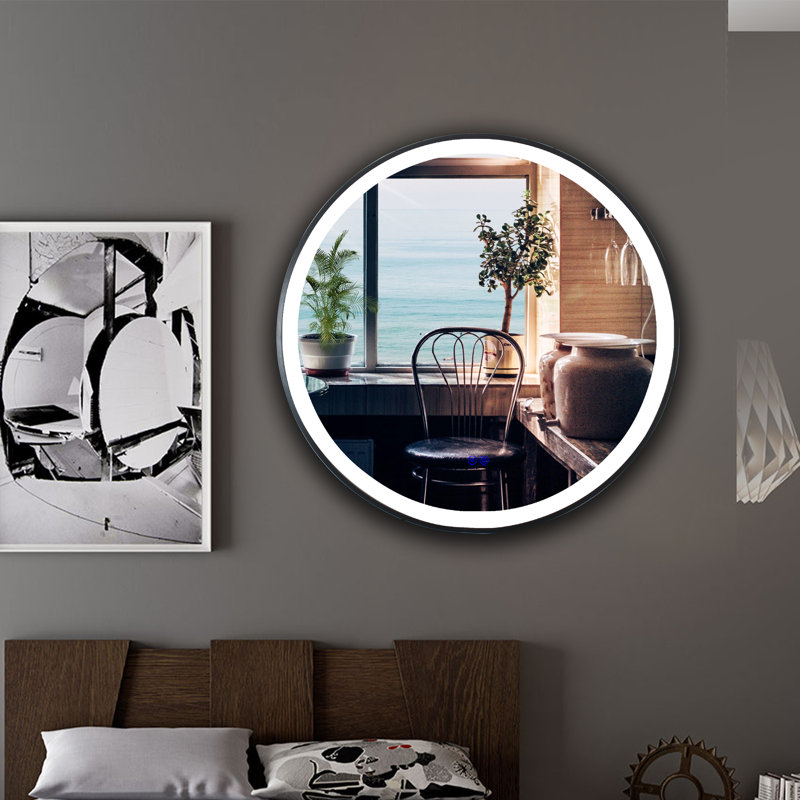 Miroir de salle de bain / meuble-lavabo Largent, 23,43 po x 23,43 po, Noir
