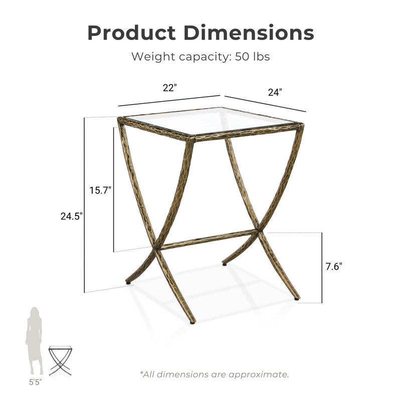 Mathis Modern Hammered Metal Side Table, Matte Gold