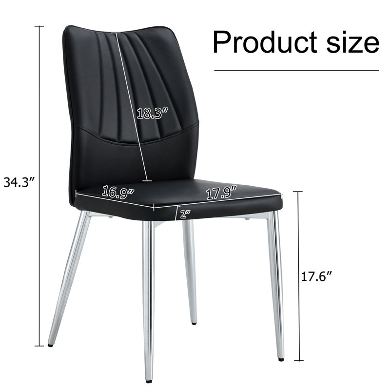 Quatre chaises de salle à manger en polyuréthane noir - Design moderne avec métal pour le restaurant et le salon