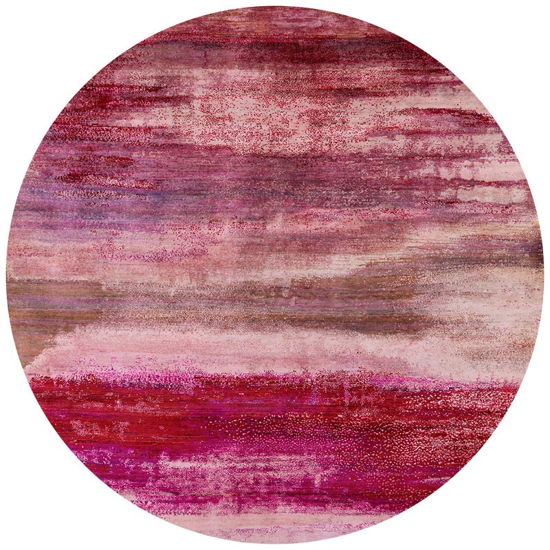 Tapis abstrait rose, Rond 3 pi