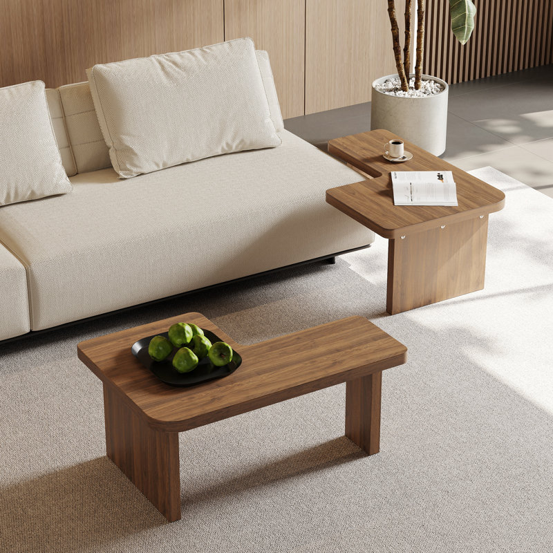 Wooden Modular Small Modern Coffee Table, Brown