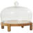 Toshie Mango Wood Decorative Cake Stand with Glass Cloche-1042458433