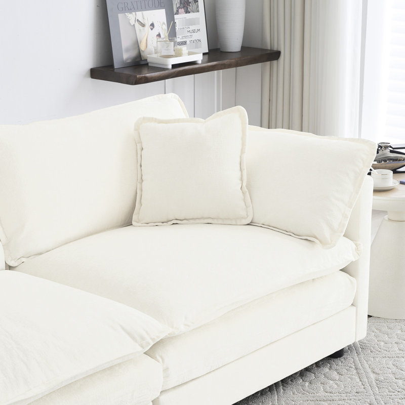 Canapé modulaire blanc: 3 salles de séjour rembourrées et respirantes - avec chenille haute et structure