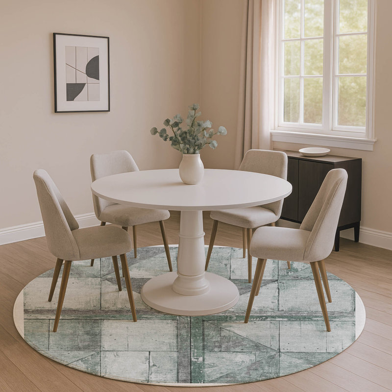 Premium Machine Washable Crestover AMF1876 Geometric Rug, Round 8'