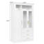 Armoire penderie 3 portes avec 3 tiroirs à DEL, blanc