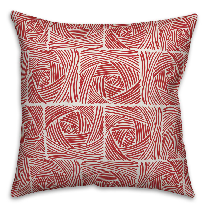  Coussin Square Roses, 16 po x 1 po, Rouge