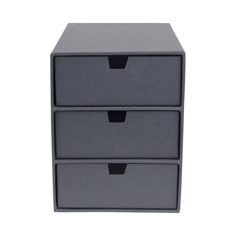 Ingrid Cardboard Stackable Desk Organizer, Dark Gray
