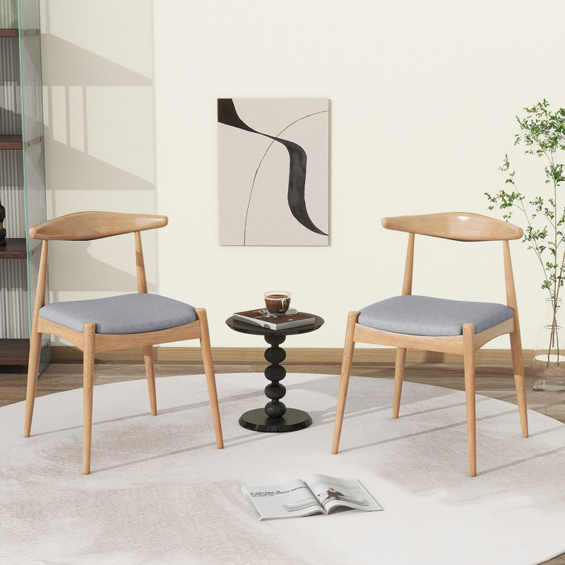 Ensemble de 2 chaises de salle à manger en bois d'hévéa avec dossier ergonomique et coussins de confort