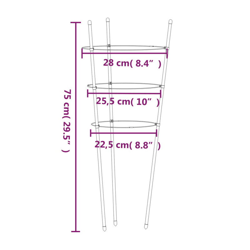 Antipus Metal Plant Support, 75cm H x 28cm W x 28cm D