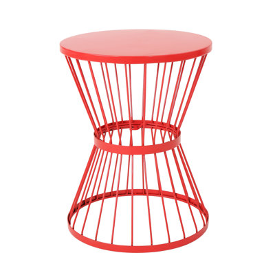 Table d'appoint moderne rouge, 16 po avec fer thermolaqué et cadre de table de 16,17 po x 21,07 po