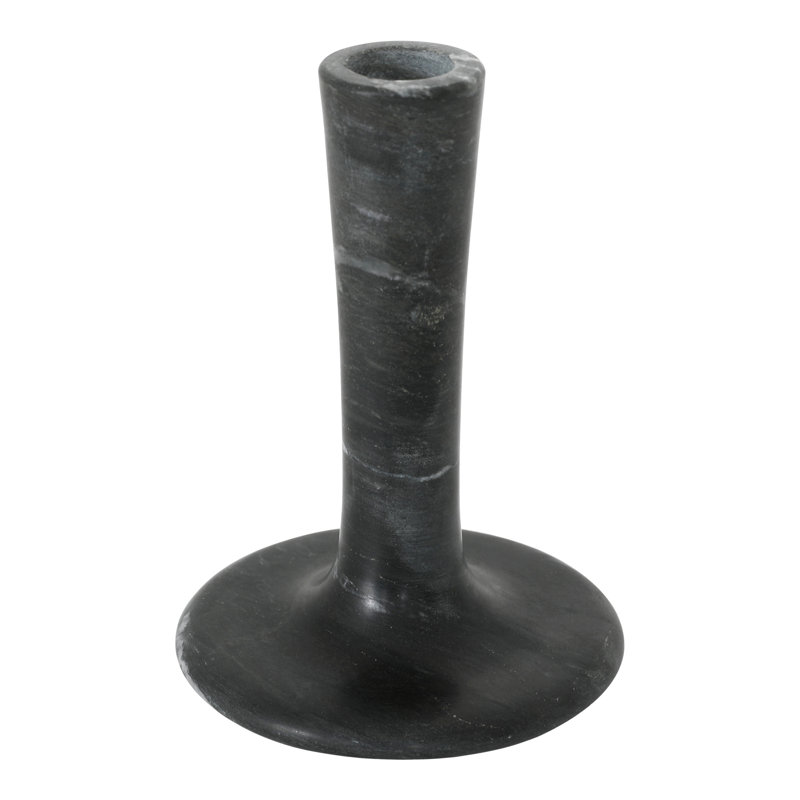 Bougeoir de table en marbre, H 5,5 po x l 4 po x P 4 po, Marbre noir veiné