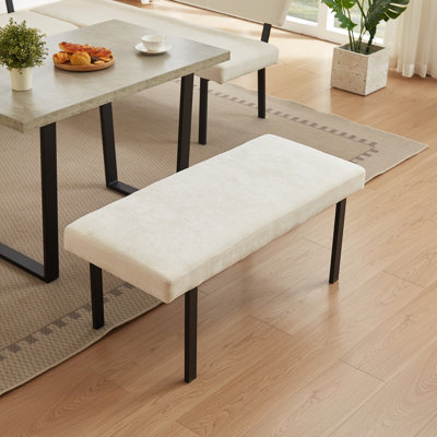 43.3-Inch Premium Soft Fabric, Modern Bench With Upholstery And Metal Legs