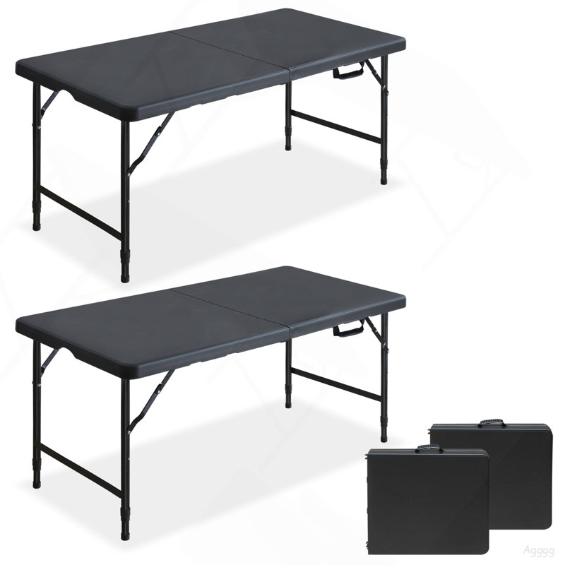 Table de fête de pique-nique pliante et multifonctionnelle noire 4 pi 4 pièces (boîte de 2)