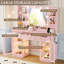 Meuble-lavabo rose de 47 po avec miroir DEL, armoire en verre RVB, prise de courant et 3 tiroirs, 3 modes d'éclairage-1517063650
