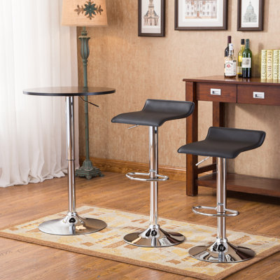 Adjustable Height Bar Table And 2 Chrome Adjustable Swivel Stools Set