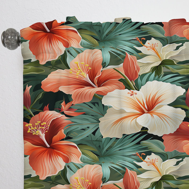 Paradise Mirage - motif tropical II - rideau floral - velours obscurcissant - 1 panneau, L 52 po x L 120 po