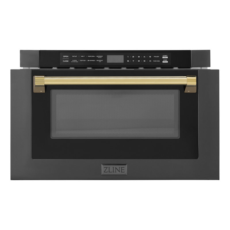 24" 1.2 cu ft. 1000 - Watt Black Stainless Steel Microwave Drawer with Sensor Cooking, Gold