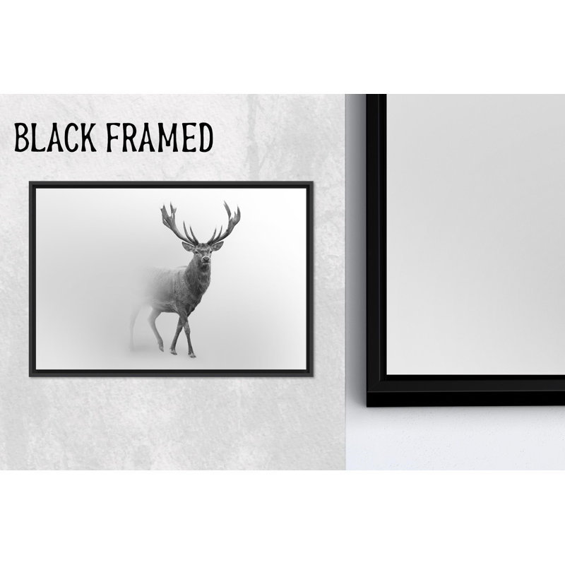 Élégant art mural en verre de cerf: affiche sur toile Loft, impression de décor de renne, toiles encadrées noires 1P