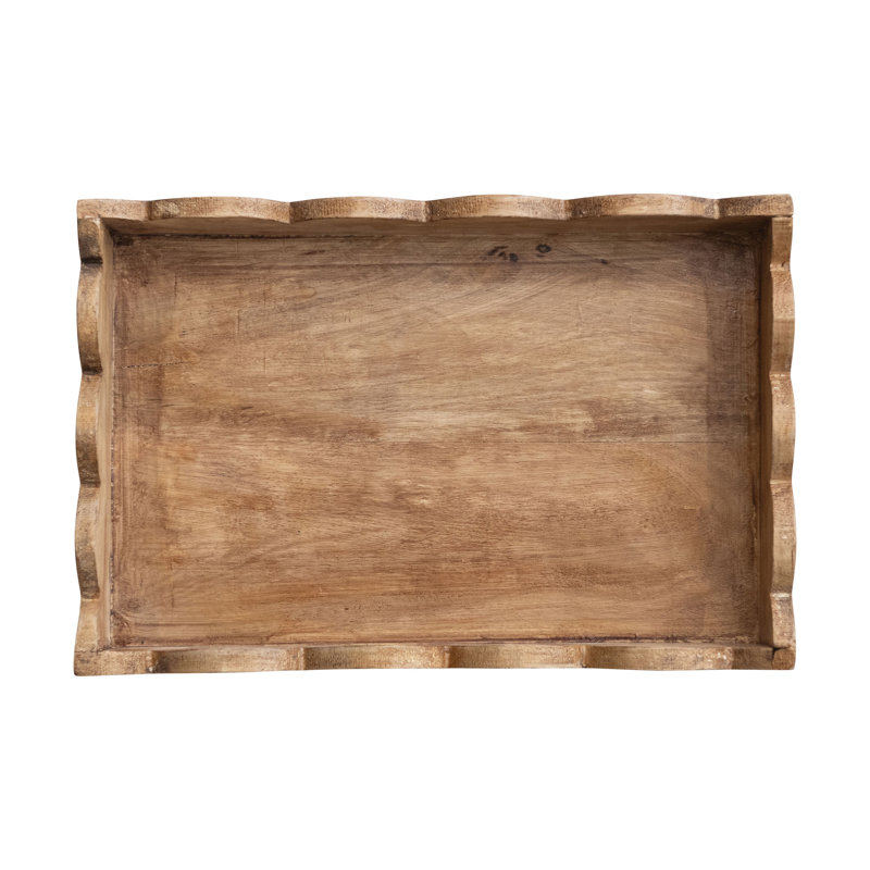 Plateau festonné en bois de manguier, naturel