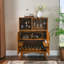 Armoire à liqueur rustique 31,5 po avec porte-verres à vin, support à vin et tablette réglable, buffet pour salle à manger de style campagnard