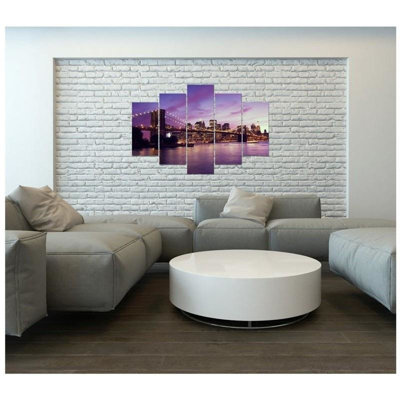 New York Manhattan Sunset - 5 Piece No Frame Set on Canvas