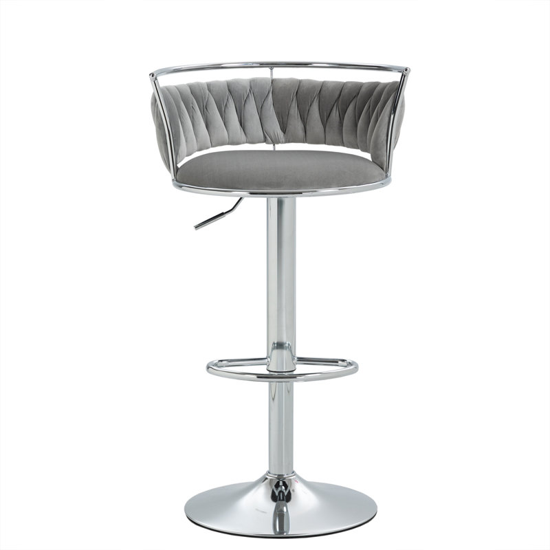 Ginko Modern Adjustable Bar Stools, Swivel Counter Stools with Upholstered Seat, Backrest, Footrest and Metal Frame for Kitchen and Home Bar 
