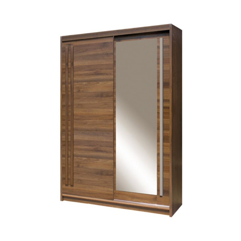 Skelmersdale 2 Door Wardrobe, 215 cm H x 150 cm W x 59 cm D, Dark Brown