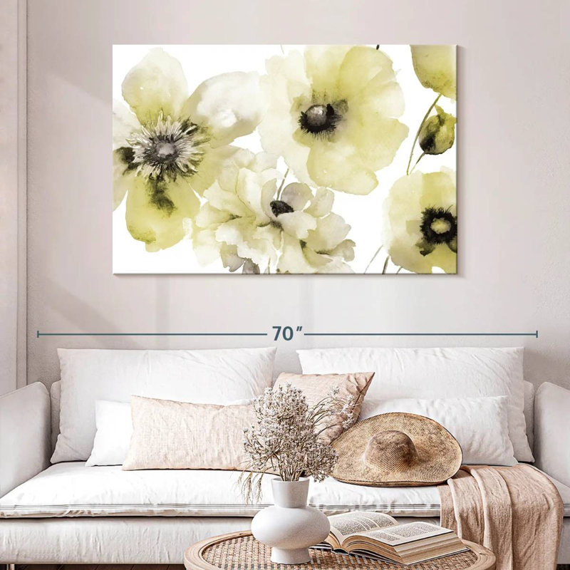 Harnek gris jaune fleuri I, H 32 po x l 48 po