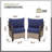 2-Piece Patio Wicker Sectional Seating Group Sofa, Metal Curved Armrest-1075571313