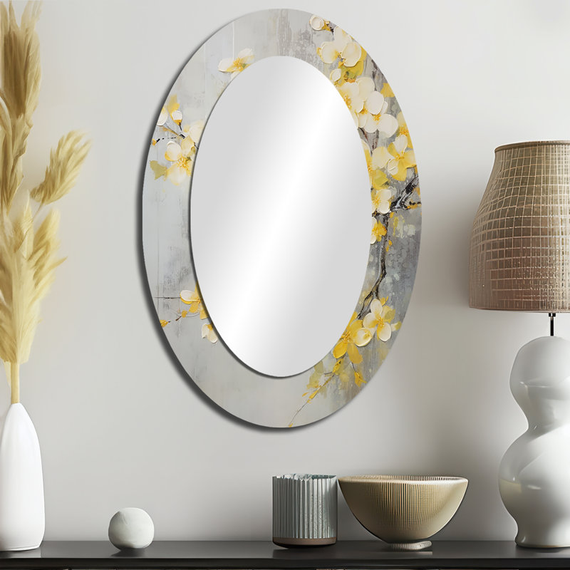 Apple Blossom Harmony XV - Traditional Oval Wall Mirror, 36" x 24"
