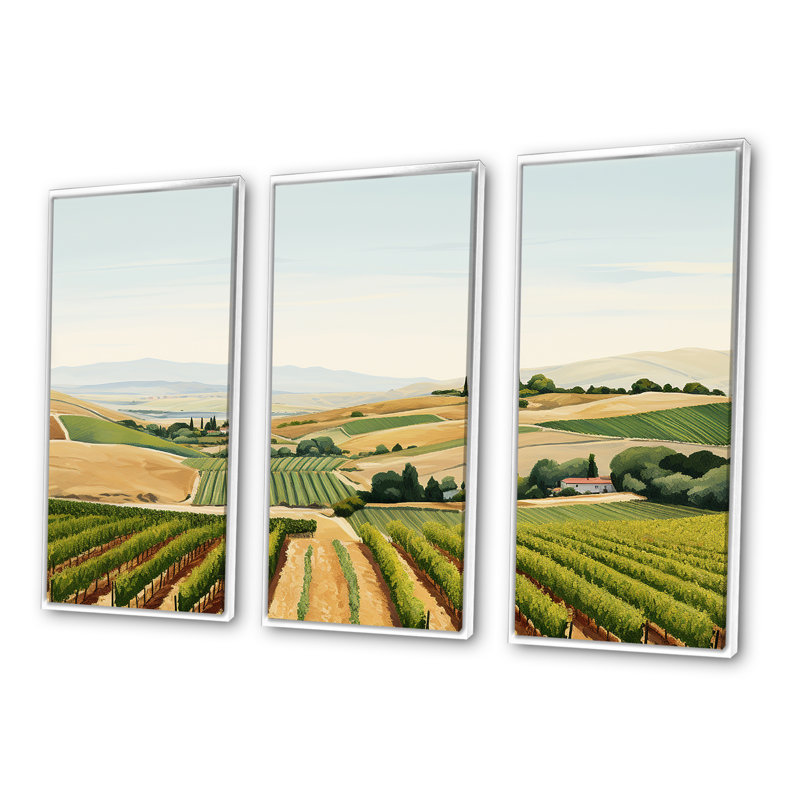 Vineyard Scenery Landscape Beauty II - ensemble d'art mural sur toile Vineyard, H 28 po x l 36 po x P 1 po