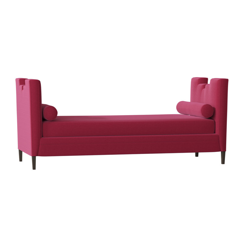 Banc rembourré Ida, Fuchsia Tess, Brun acajou