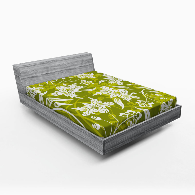 Microfiber Floral Fitted Sheet, Queen Fitted Sheet