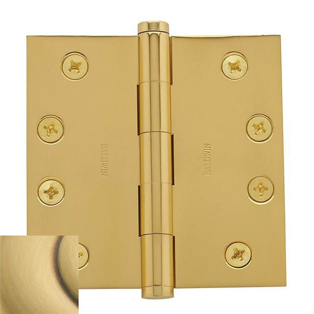 4 x 4 Inch Satin Brass and Brown Full Mortise Door Hinge