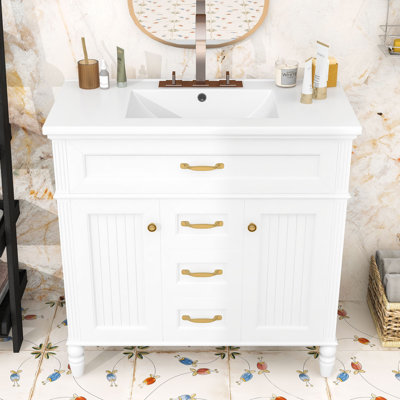 Meuble-lavabo de 36 pouces avec lavabo - panneau de fibres à densité moyenne durable et fabrication en bois