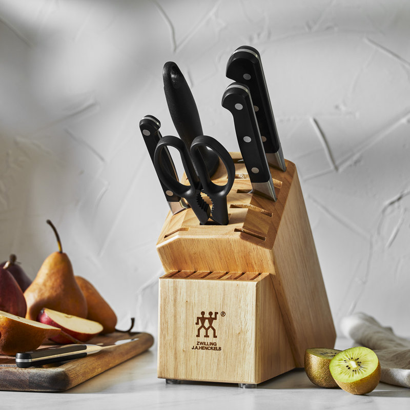 Zwilling Pro 7-piece Knife Block Set - Bamboo, Rustic White
