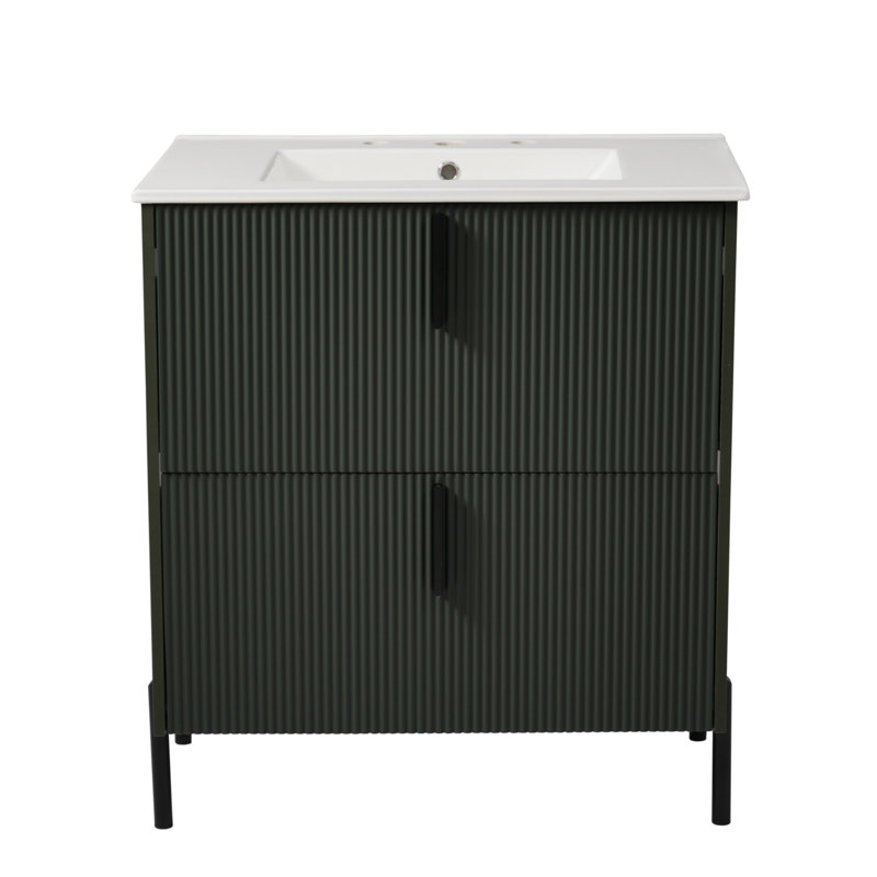 Meuble-lavabo moderne avec lavabo minimaliste, Vert