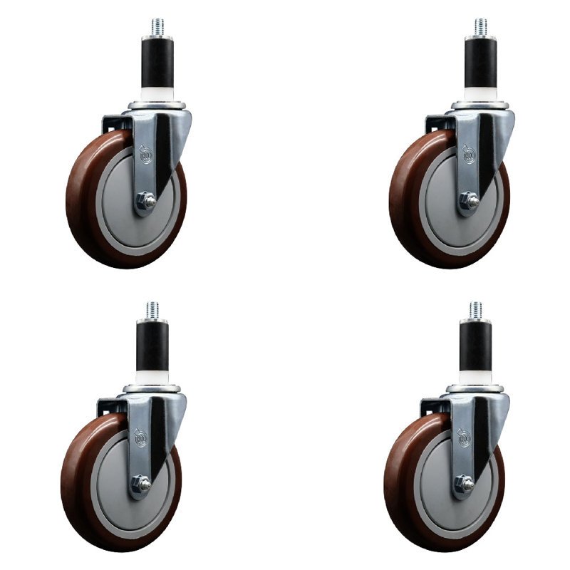 Ensemble de roulettes extensibles pivotantes en polyuréthane de 5 pouces de 1 3/8 po SCC, Bleu