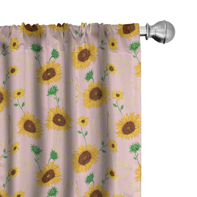 Floral Semi-Sheer Rod Pocket Curtain Panels, 28" x 63"